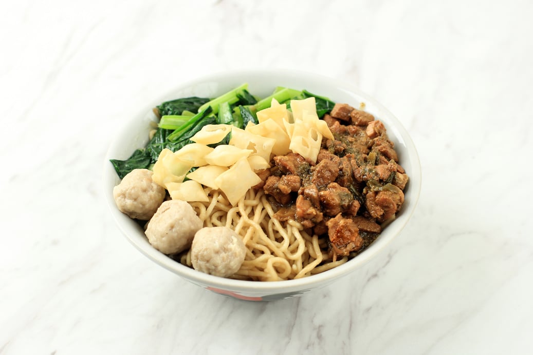 Mie Ayam Bakso on White Marble Table